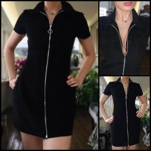 Sacred Hawk Black Zip Up Corduroy Dress NEW W TAGS